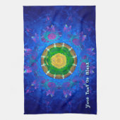 ブルーグリーン絞り染め キッチンタオル (縦)