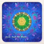 ブルーグリーン絞り染め スクエアペーパーコースター (正面)