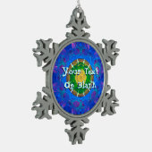 ブルーグリーン絞り染め スノーフレークピューターオーナメント (左)