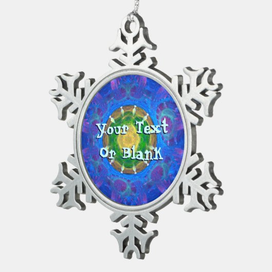 ブルーグリーン絞り染め スノーフレークピューターオーナメント (右)