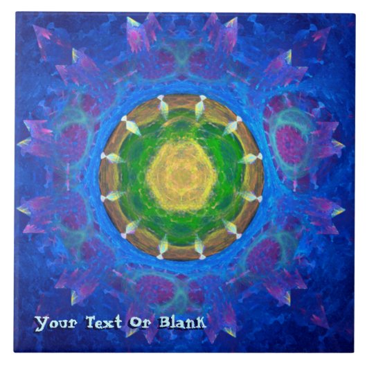 ブルーグリーン絞り染め タイル (正面)