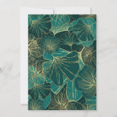 ブルーグリーン葉金ゴールド結婚式招待状 招待状 (裏面)