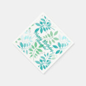 ブルーグリーン葉 スタンダードカクテルナプキン (角)