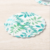 ブルーグリーン葉 ペーパーコースター (アングル)
