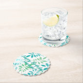 ブルーグリーン葉 ペーパーコースター (インサイチュ)