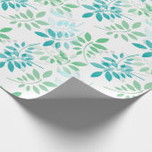 ブルーグリーン葉 ラッピングペーパー (角)