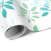 ブルーグリーン葉 ラッピングペーパー (ロールコーナー)