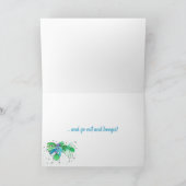 ブルーグリーン踊り葉誕生日カード カード (内部)