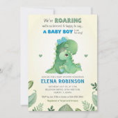 ブルーグリーン野蛮男の赤ちゃんシャワー散水 招待状 (正面)