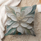 ブルーグリーン金ゴールドと白抽象芸術の花 クッション (ブランケット)