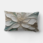 ブルーグリーン金ゴールドと白抽象芸術の花 ランバークッション (裏面)
