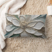 ブルーグリーン金ゴールドと白抽象芸術の花 ランバークッション (ブランケット)