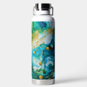 ブルーグリーン金ゴールドインクコスモス ウォーターボトル (背面)