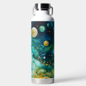 ブルーグリーン金ゴールドインクコスモス ウォーターボトル (正面)