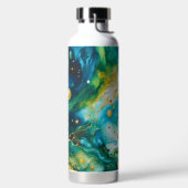 ブルーグリーン金ゴールドインクコスモス ウォーターボトル (左面)