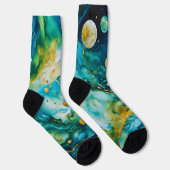 ブルーグリーン金ゴールドインクコスモス ソックス (右)