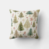 ブルーグリーン金ゴールドクリスマスツリーパターン クッション (裏面)