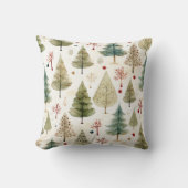 ブルーグリーン金ゴールドクリスマスツリーパターン クッション (正面)