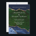 ブルーグリーン金ゴールドグリッターアゲートゲ結婚ーズ 招待状<br><div class="desc">ブルー、グリーンと金ゴールドグリッターアゲートエレガントシックな結婚式招待状。作成©ルバ結婚式。</div>