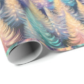 ブルーグリーン金ゴールドツリーモダンクリスマス ラッピングペーパー (ロールコーナー)