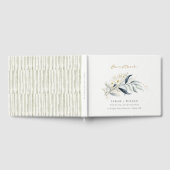 ブルーグリーン金ゴールドリービボタニカルフローラ結婚ズ ゲストブック (全面)