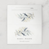 ブルーグリーン金ゴールドリービボタニカルフローラ結婚ズ プレイスカード (外部開封)