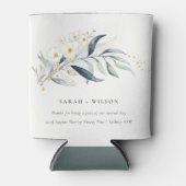 ブルーグリーン金ゴールドリービボタニカルフローラ結婚ズ 缶クーラー (正面)