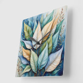 ブルーグリーン金ゴールド離れラテ スクエア壁時計 (傾斜)