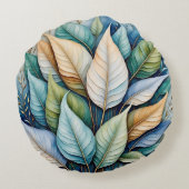 ブルーグリーン金ゴールド離れラテ ラウンドクッション (裏面)