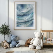 ブルーグリーン雨粒抽象芸術水彩ポスター ポスター