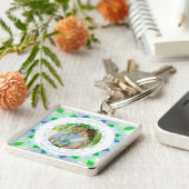 ブルーグリーン4周年結婚記念ギフト キーホルダー (側面)