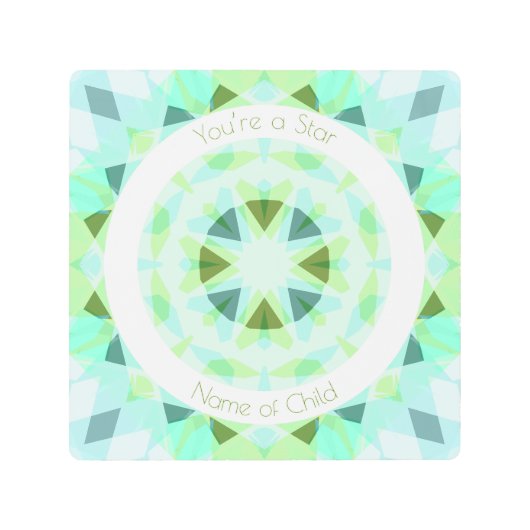 ブルーグリーン あなたはスター 子供部屋 男の子 ベビー メタルプリント (正面)