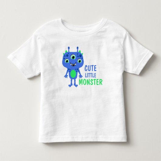 ブルーグリーン かわいい 3つ目のモンスター キッズ トドラーTシャツ (正面)
