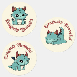 ブルーグリーン・ドラゴンベビー感謝感謝的ステッカー ラベル