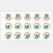 ブルーグリーン・ドラゴンベビー感謝感謝的ステッカー ラベル (シート)