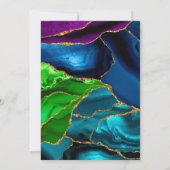 ブルーグリーン&パープル&金ゴールドグリッターアゲート誕生日 招待状 (裏面)