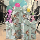 ブルーグリーン&ピーチコーラルマーメイドパターン ラッピングペーパー