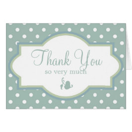 ブルーグリーン&ホワイト水玉模様サンキューカード