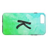 ブルーグリーン/水彩/モノグラム Case-Mate iPhoneケース (裏面(横))