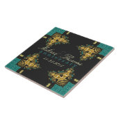 ブルーグリーン+金ゴールドトライバルアニバーサリーキープサータイル タイル (側面)