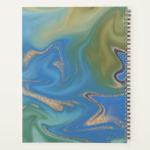 ブルーグリーン&金ゴールドモダン抽象芸術モノグラムプランナー プランナー手帳 (裏面)