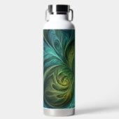 ブルーグリーンAIフラクタルパターン ウォーターボトル (正面)