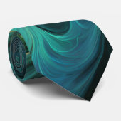 ブルーグリーンAIフラクタルパターン ネクタイ (ロール)