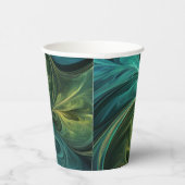 ブルーグリーンAIフラクタルパターン 紙コップ (右)