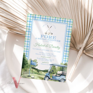 ブルーグリーンPAR-TEEゴルフブライダルシャワー招待 招待状