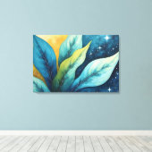 ブルーグリ離れーンズ黄金の太陽と星 キャンバスプリント (インサイチュ (ウッドフロア))