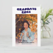 ブルーグルービーフォント写真卒業パーティー招待状 招待状 (スタンド正面)