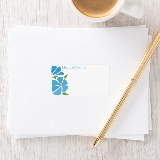 ブルーグルービーフラワーパターン住所 シール (インサイチュ)