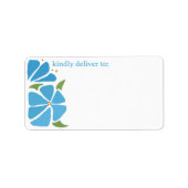 ブルーグルービーフラワーパターン住所 シール (正面)