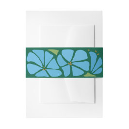 ブルーグルービーフラワーパターン結婚式招待状 招待状ベリーバンド